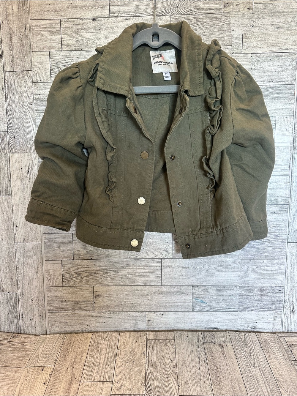 Urban Republic Girls' Olive Ruffle Denim Jacket - Kids size 3T